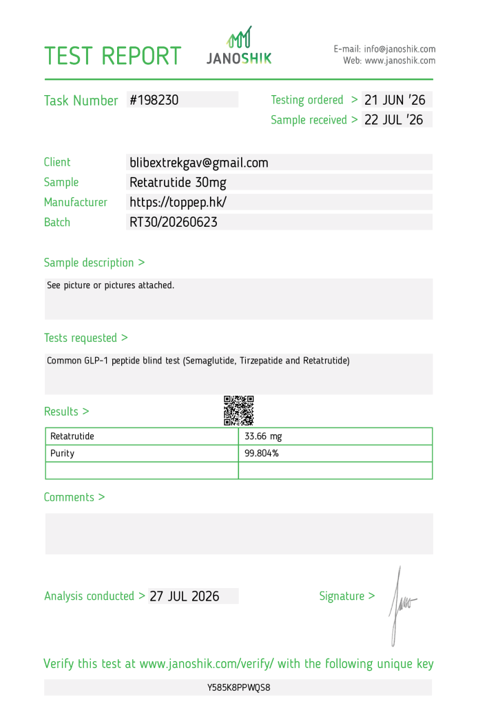 Research grade peptide COA document