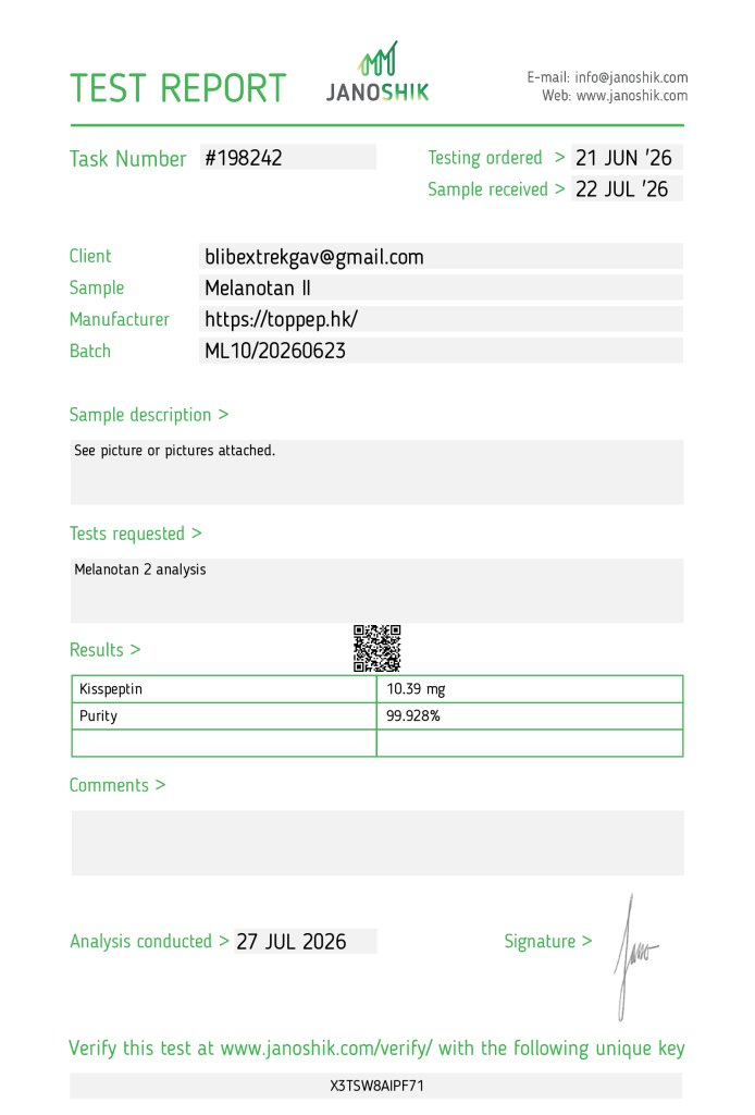 Lab HPLC purity test for synthetic peptide