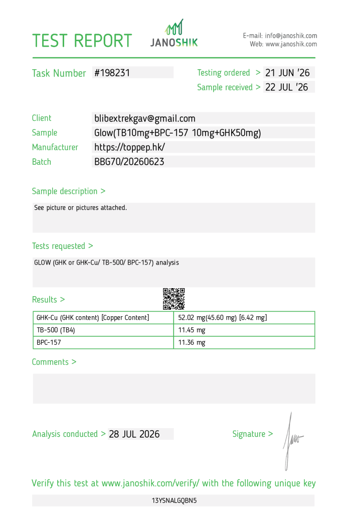 Bulk peptide HPLC chromatogram report